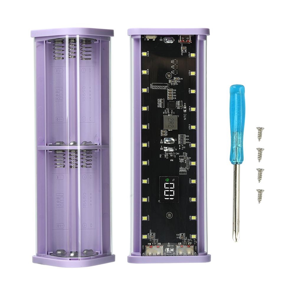 Прозрачный корпус 6-элементный корпус для аккумуляторов 18650 Power Bank с быстрой зарядкой 225 В набор без пайки ящик для хранения аккумуляторов фиолетовый 2570₽