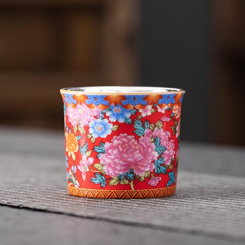 Silver-Plated Master Ceramic Home Kung Fu Tea Gift Box Japanese Single Cup Set Souvenir