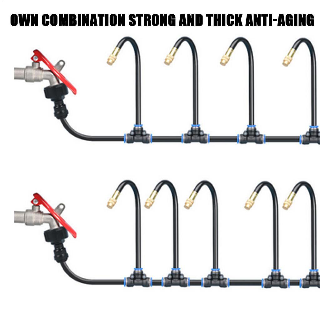 Flower Bed Watering System Irrigation Tubing Hose Adjustable 360 Degrees Automatic Emitters Set For Outdoor Growing Flower Beds