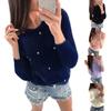 Sweater Jumper Long Sleeve Resistant Autumn Thickened Cold Winter Plush Faux Pearls Decor Sweater Jumper Streetwear