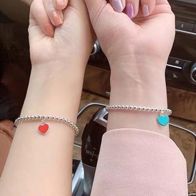 Original S925 Reinem Silber Emaille Herz-Förmigen Ttiff Armband Charm Armband Für Frauen Und Liebe Herz Handgelenk Band Hochzeit Schmuck