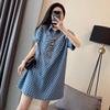 Plus-Size Women's Blue Denim T-Shirt Dress - Loose, Medium Long, Short-Sleeve, Summer Style.