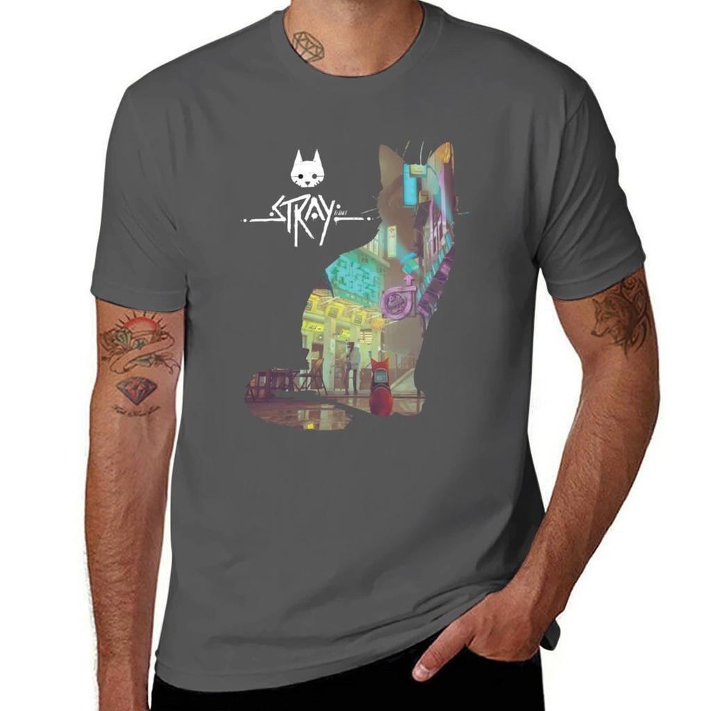 Stray Video Game TShirt Vintage Print Crew Neck Tee