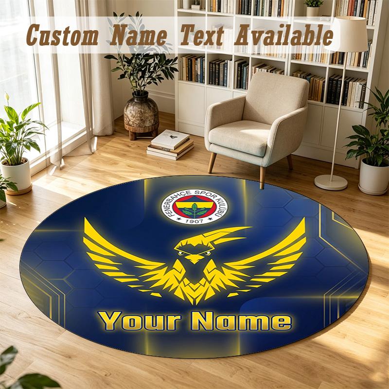 Round Rug Custom NameFenerbahçe FC Pattern Non Slip Carpet Home Floor Decor
