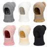 Women Winter Balaclava Hat Mask Neck Integrated Ear Protection Knitted Wool Hooded Cap Fleece Lined Windproof Wool Knit Ski Cap