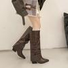 Fashion Pointed Toe Women Knight High Boots Designer Belt Buckle Platform Heel Shoes Autumn Winter Thick Heel Ladies Long Booties