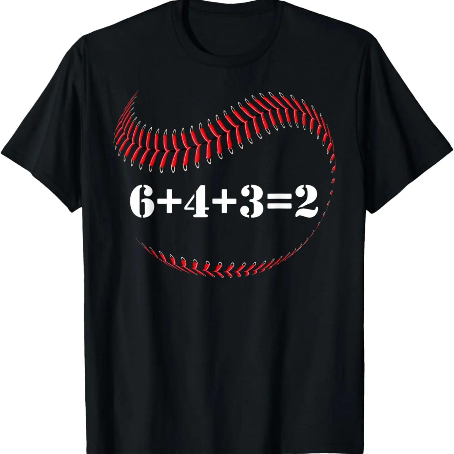 

Смешной подарок для бейсболиста 6+4+3 2 бейсбола Двойная игра Футболка S чёрный