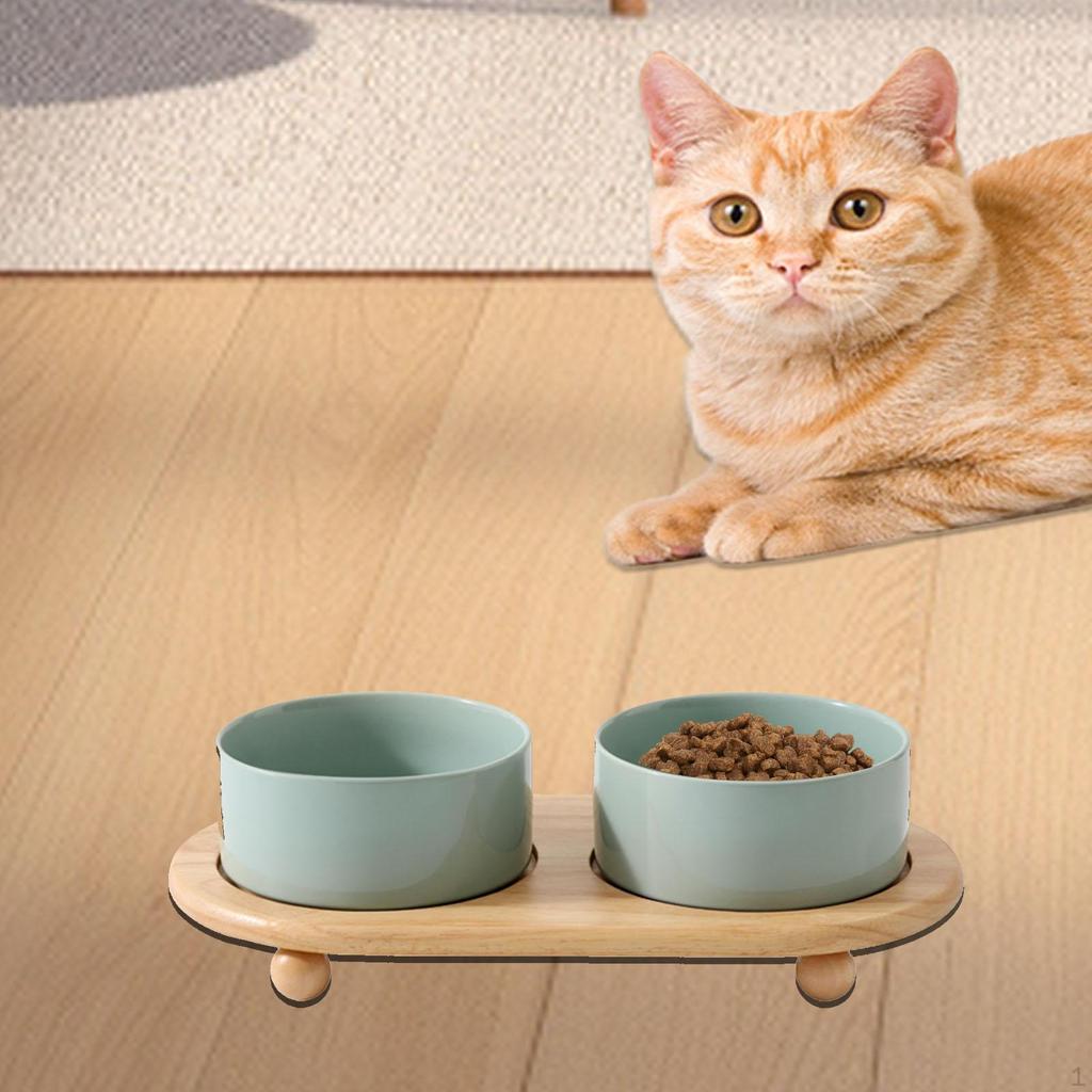 Cat Bowls Ceramic Stoneware Pet Bowl Dish Dog Elevated for Gift