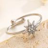 Retro Charm Sparkling Full Zircon Sun Flower Start Adjustable Opening Ring for Women Stainless Steel Finger Jewelry Accessories