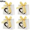 10Pcs Valentine's Day Gift Treat Paper Boxes With Ribbon Party Favor Heart Design Goodie Gift Boxes For Wedding Anniversary