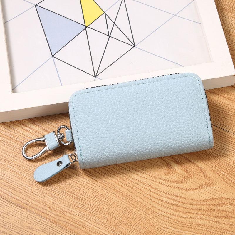 PU Leather Multifunctional Fashionable Simple Women's Key Bag Portable Anti-theft Zipper Home Key Bag