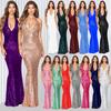 European and American women's deep V sleeveless halter dress, pure and alluring style spicy girl mermaid French dress