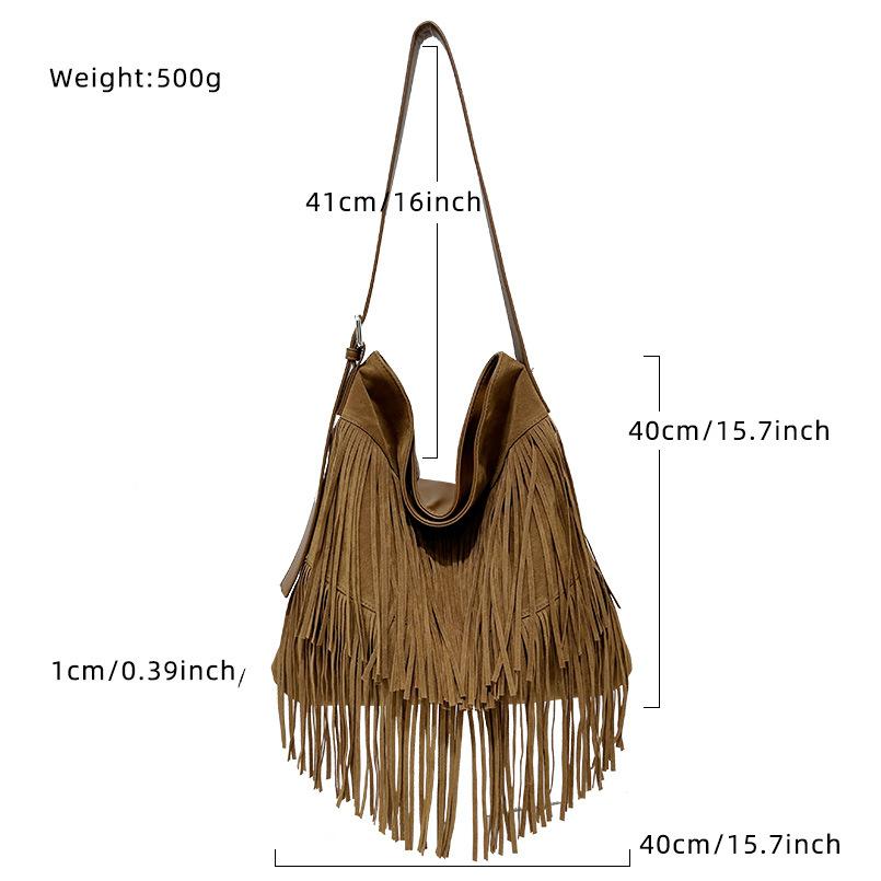 Tassel Hobo Bags Large Handbags Fringe Double Sided Velvet Messenger Bag Designer Shoulder Bags Women Big Causal Handbag
