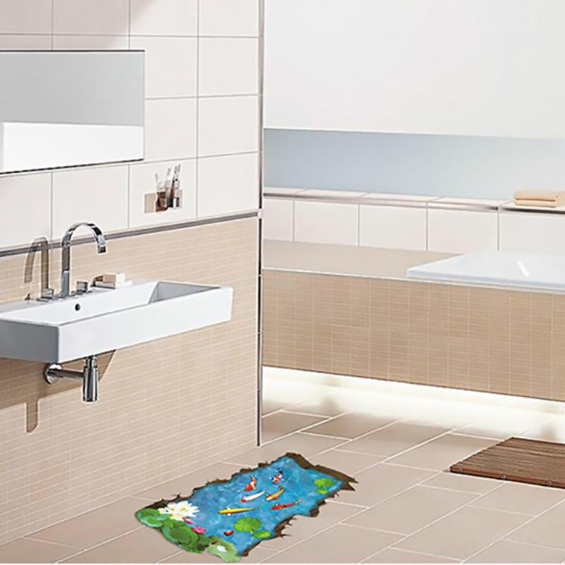 3D Pond Carp Wall Sticker Waterproof Removable Self Adhesive Vinyl Decal for Home Floor Tiles Decor Stickers