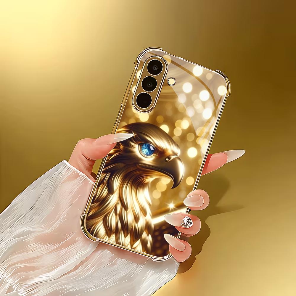 Golden Parrot Electroplated Glass Phone Case Suitable for Samsung Galaxy S26 S25 S24 S23 S22 S20 FE/Ultra/Plus Anti Drop
