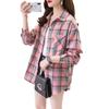 Women's Retro Plaid Cotton Shirt - Korean Style Loose Long Sleeve Outerwear for Spring and Autumn 2021