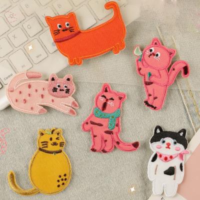 6 Pcs Embroidered Patches Cartoon Cats Sewing Patches Iron On Patches Lovely Kitten Sew On Patches for Clothes Bag
