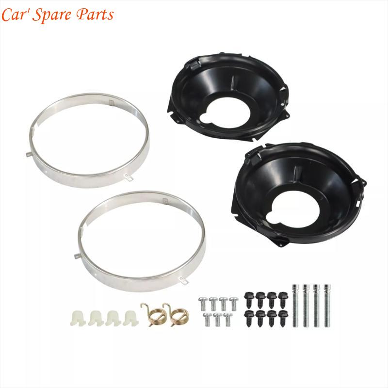 

Y4UA Polished Headlight Mounting Bucket &Retaining Rings for Vintage Vehicle Repair CN