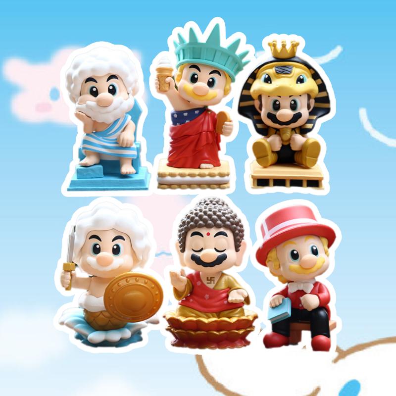 6pcs Mario Action Figure Anime Cosplay Game Doll Collectible Toy Car Display