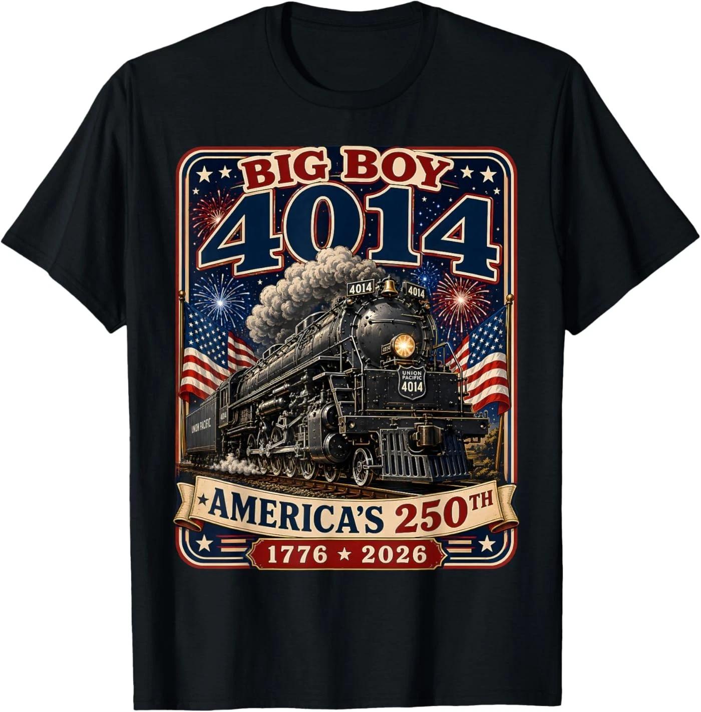 Big Boy 4014 Train 4th of July Retro US Flag Vintage Apparel T-Shirt S