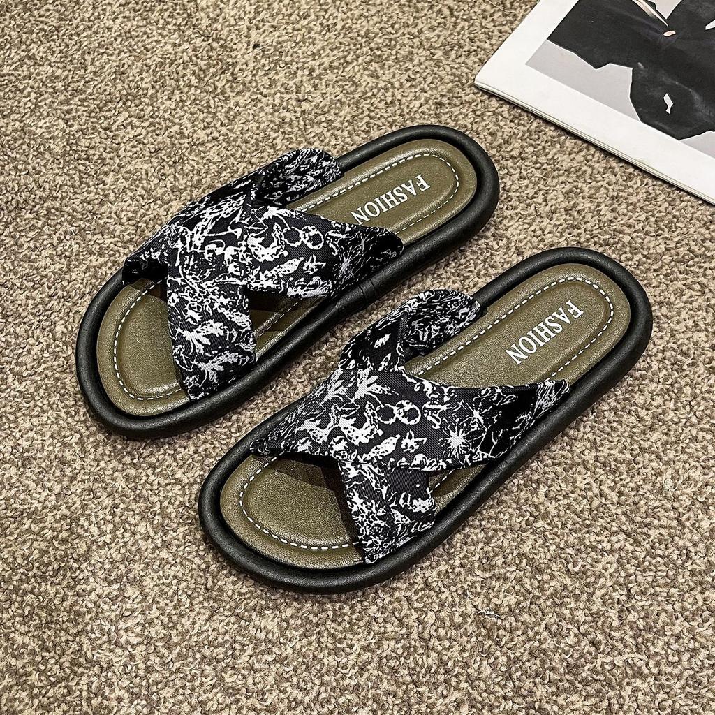 Flat-bottomed slippers New Chinese style summer outer wear New relaxed beach cool slippers