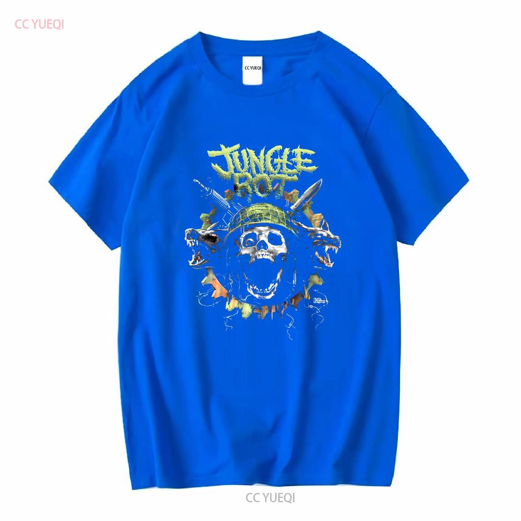 Jungle Rot Band Music Tour Black  Cotton T Shirt Vintage Washed Stretched Fashion Stylish Streetwear Casual Comfortable Unisex