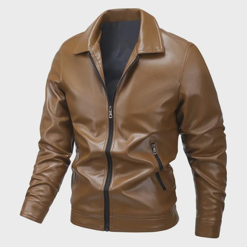 Men's Urban Motorcycle Leather Jacket - Trendy High-Quality Lapel Coat
