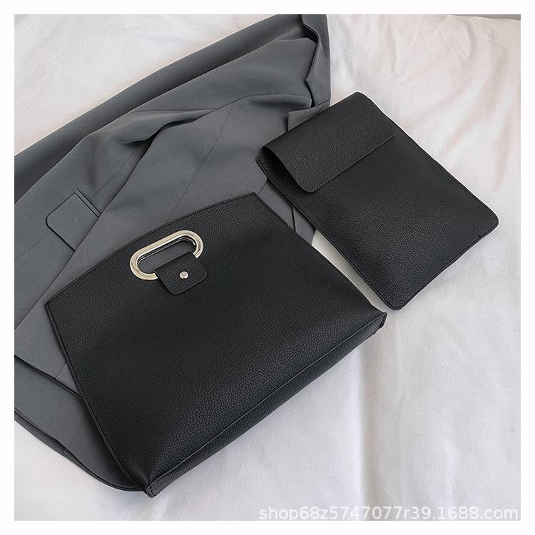 

Fashion large capacity handbag retro daily office clutch bag 2025 new file bag commuter bag чорний