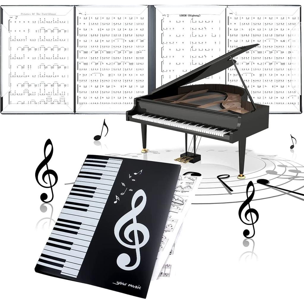 Samcos Musical Score A4 4 Holds 6 Can Write On Musical Scores Without Taking Out Electronic Piano Accessories File, Size, Non-Reflective, Sides,