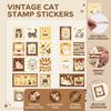Vintage Cat Stamp Stickers for Journal Decoration with Strong Adhesive and Waterproof Feature
