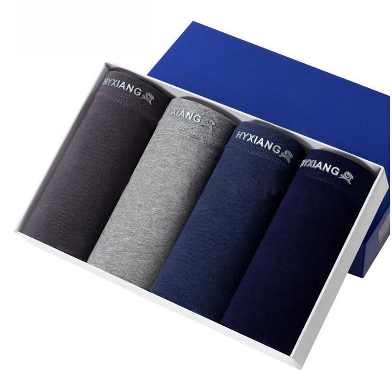 

4 шт. Мужское однотонное нижнее белье с плоскими штанинами, трусы-боксеры с четырьмя углами 3XL