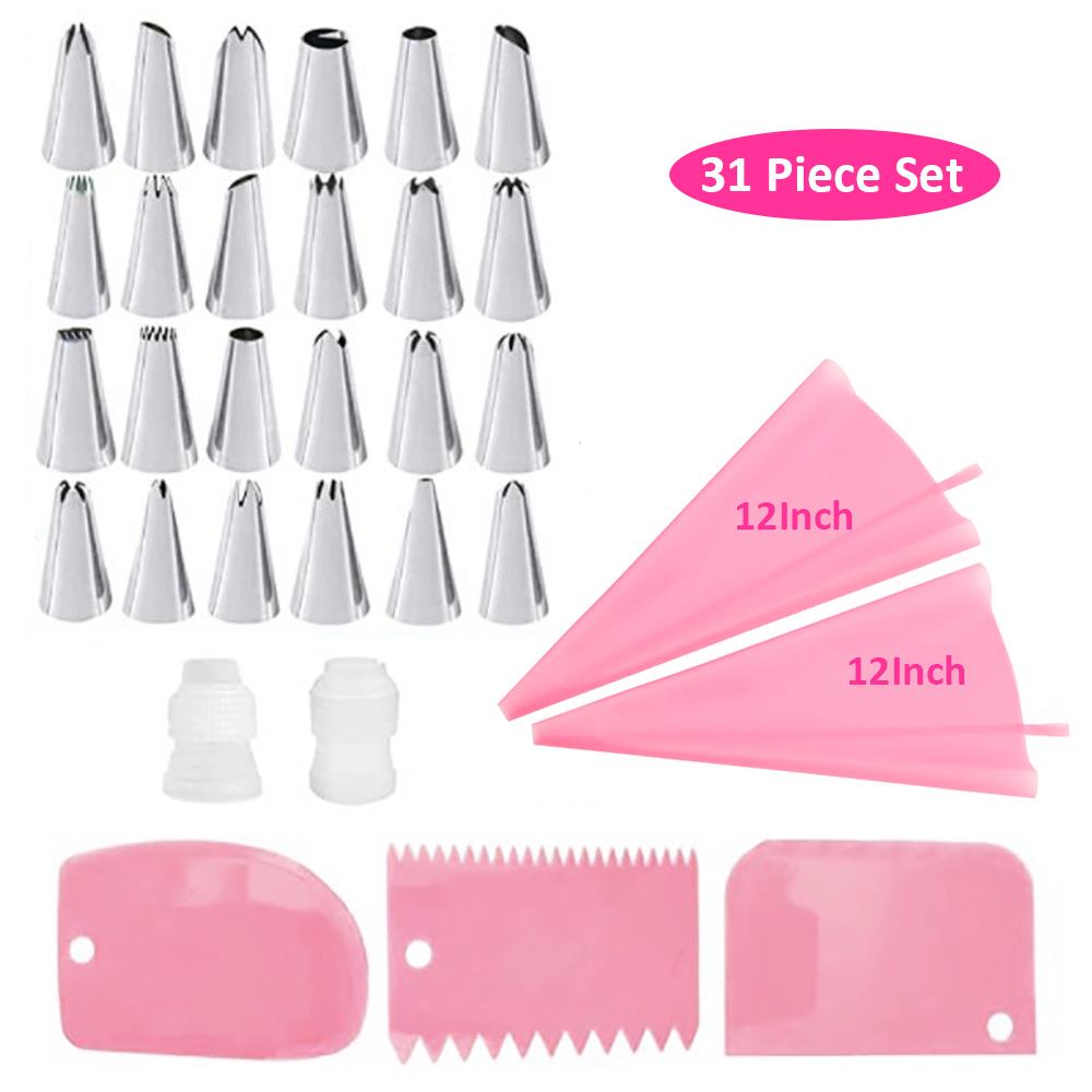 Silicone World Pastry Bag Cream Bag Kitchen DIY Cake Icing Piping Cream Cake Decorating Tools TPU Reusable Pastry Bag+Nozzle Set