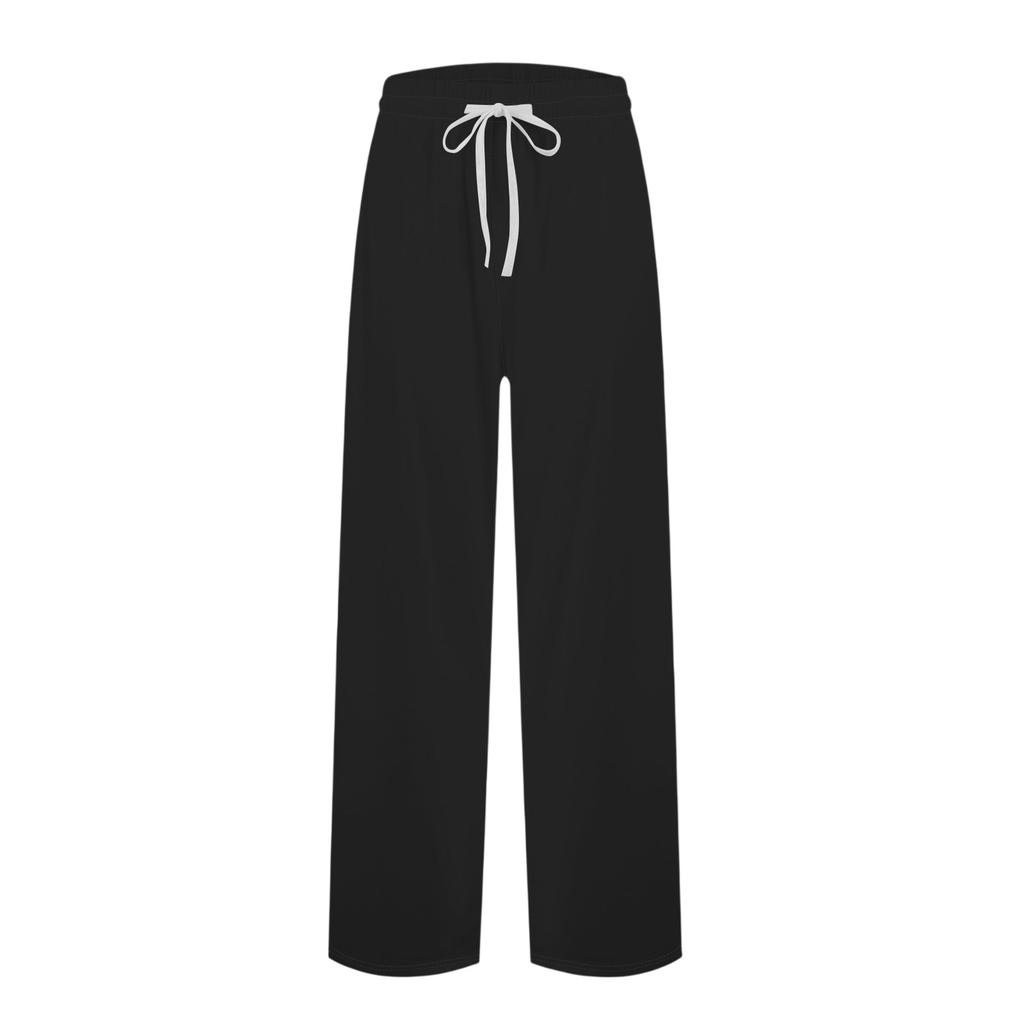Men's Plain Knit Pocket Casual Pants Home Pajama Pants