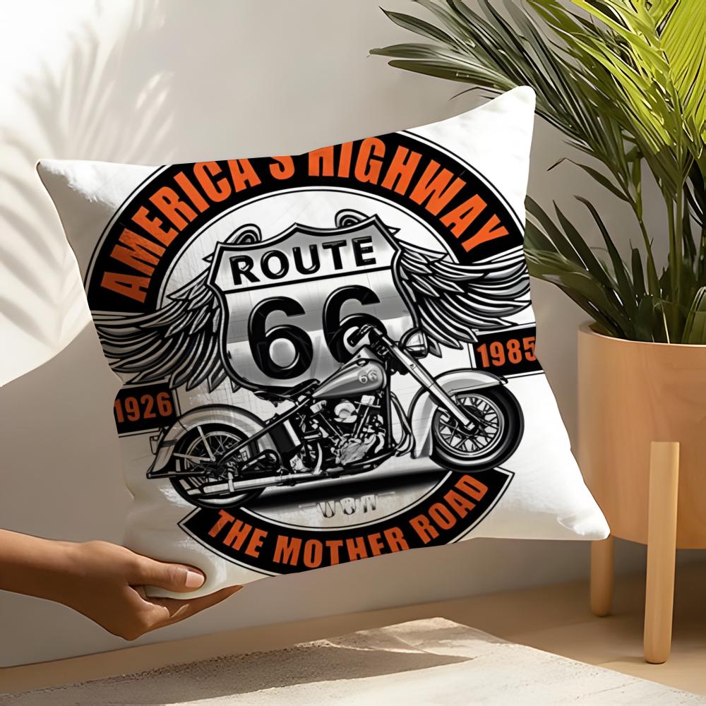 Travel Motorcycle Ride US Route Linen Cushion Covers For Decorative Sofa Home Pillows Case Car Chair Pillows Cases