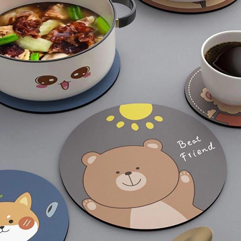 Sottobicchiere in Silicone Isolante dal Calore per Tazza da Caffè Tappetino Antiscivolo Tappetino per Stoviglie Sottobicchiere a Forma di Testa di Gatto Carina Sottobicchiere Ecologico a Fumetti.