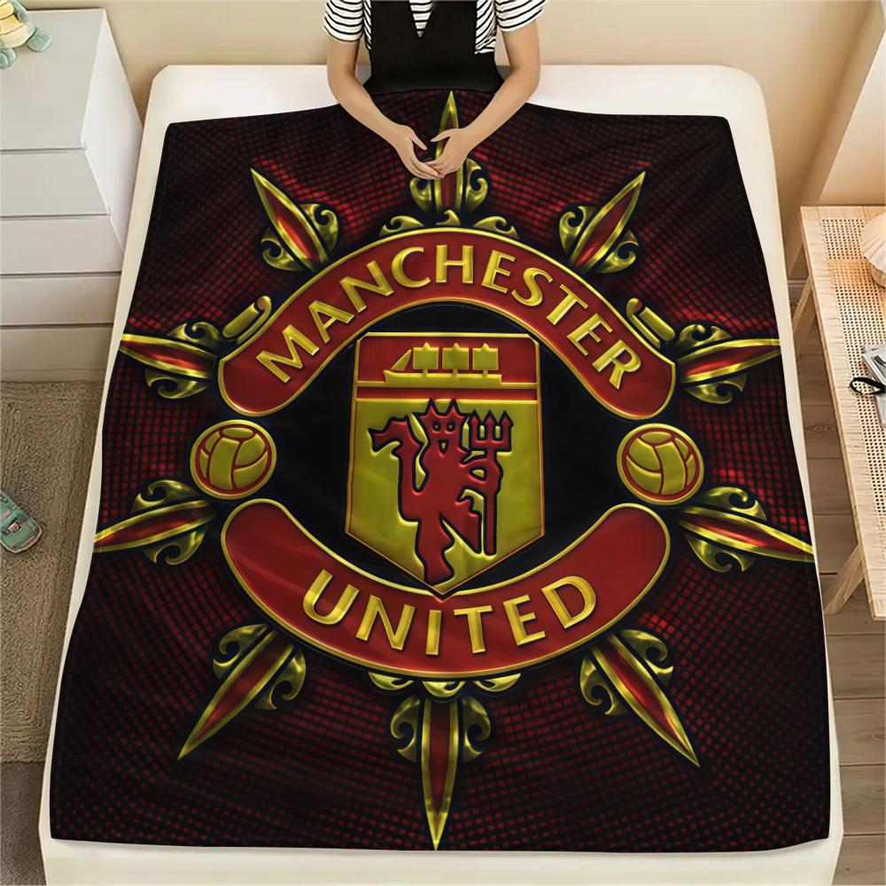 Koc Flanelowy z Nadrukiem Man Utd, Wysokiej jakości, Wygodny na Wszystkie Pory Roku, Wystrój Domu, Ciepło i Komfort