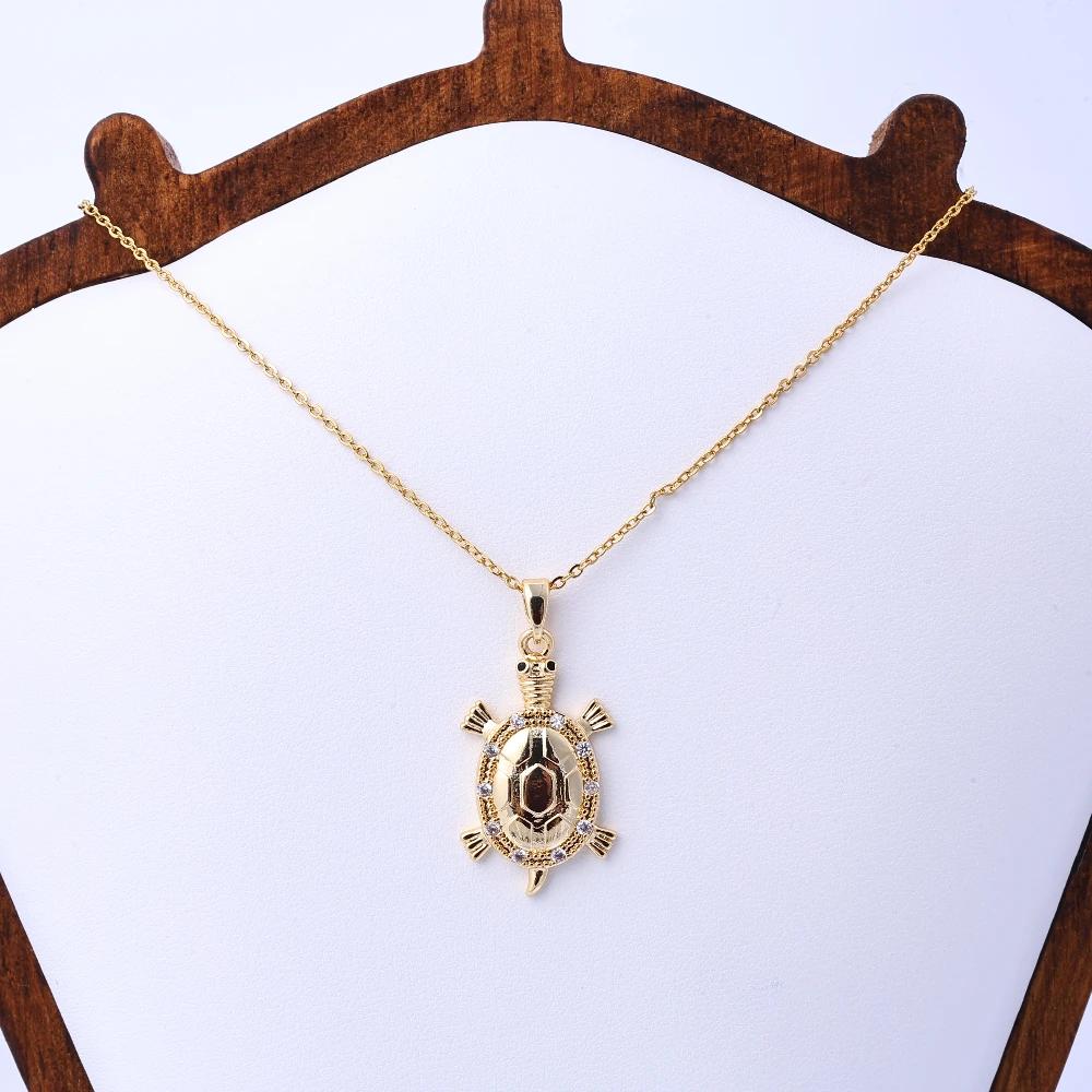 European and American cross-border new hot selling temperament niche turtle pendant necklace micro inlaid with zircon autumn and