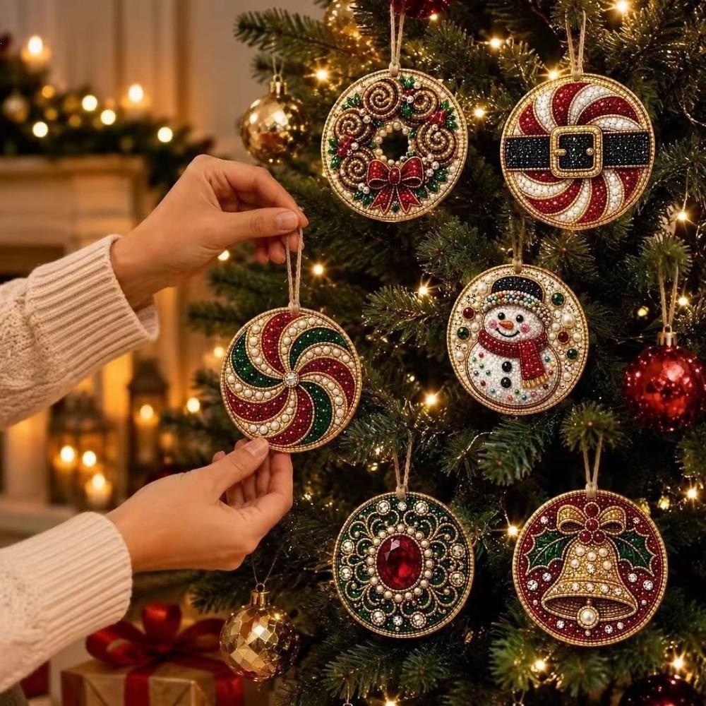 6 Piezas Adornos Navideños de Madera para Manualidades Papá Noel Adorno Colgante para Árbol de Navidad Tema Navideño