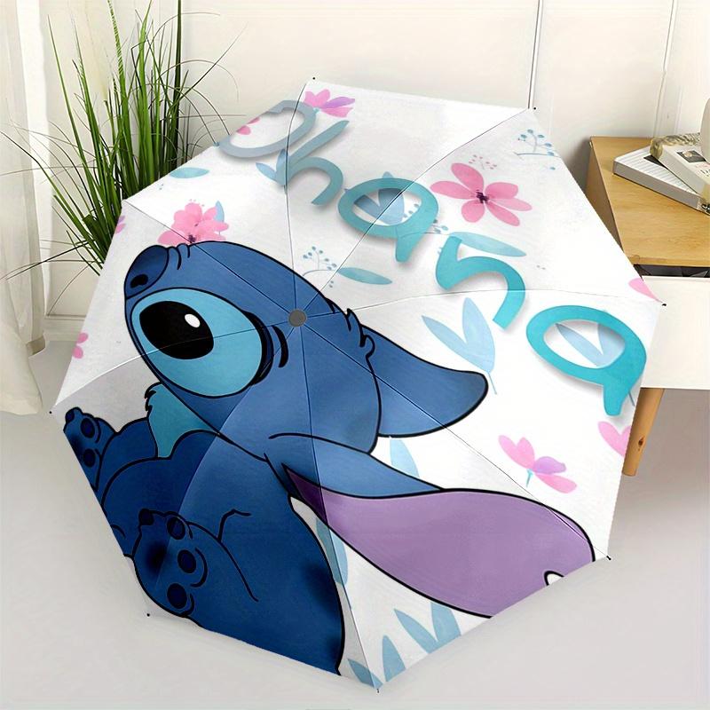 

1pc Stitch Ohana Automatic Folding Umbrella: Compact 8-Bone Design Cartoon Outdoor Travel Companion, Business Umbrella, Christmas Valentine