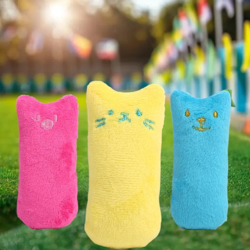 Teeth Toys Funny Interactive Plush Cat Toy Pet Kitten Chewing Vocal Toy Claws Thumb Bite Cat Mint For Cats