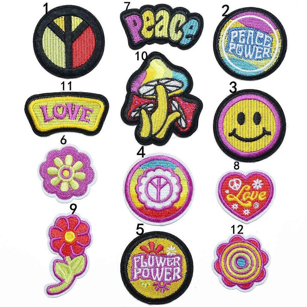 12 Embroidered Cloth Stickers, Cartoon Animal Flower Embroidery Stickers, Patch Holes, Decorative Stickers, Patch Stickers