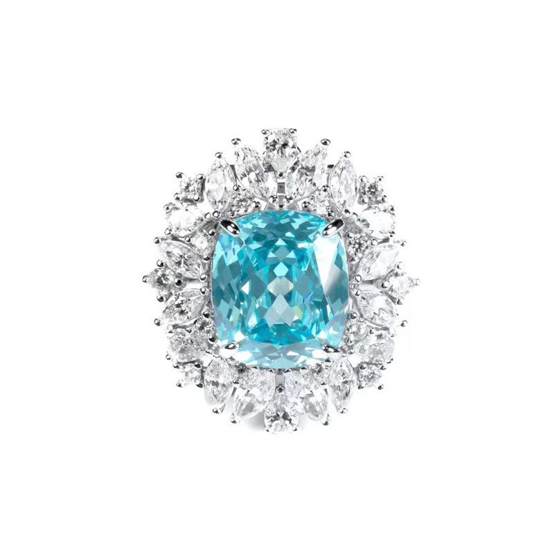 Adjustable Sea Blue Zircon Ring – High-End Style, Versatile Niche Design Adjustable
