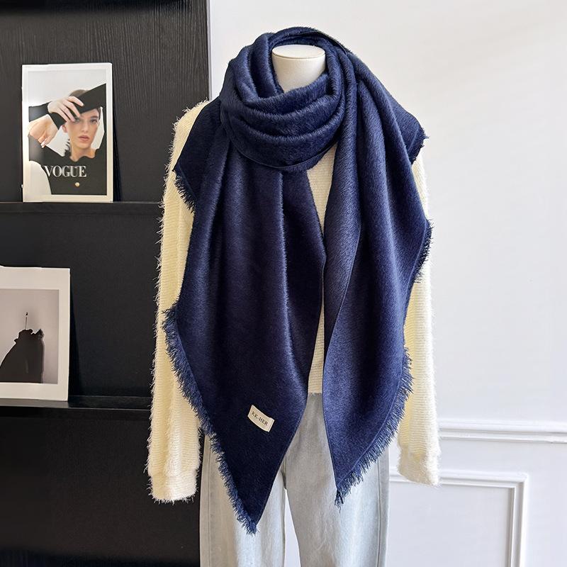 New Winter Cashmere Scarf For Women Soft Solid Color Tassel Shawl Wrap Thick Warm Blanket Echarpe Pashmina Female Scarves