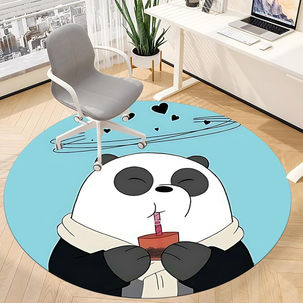 1pc We Bare Bears Office Round Area Rug, Under Office Chairs Bedroom Living Room Home Decor, Room Deco, Available In Various Sizes