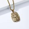 Street Fashion Ancient Egyptian Cat God Bast Necklace for Men, Artistic Vintage Titanium Steel Pendant