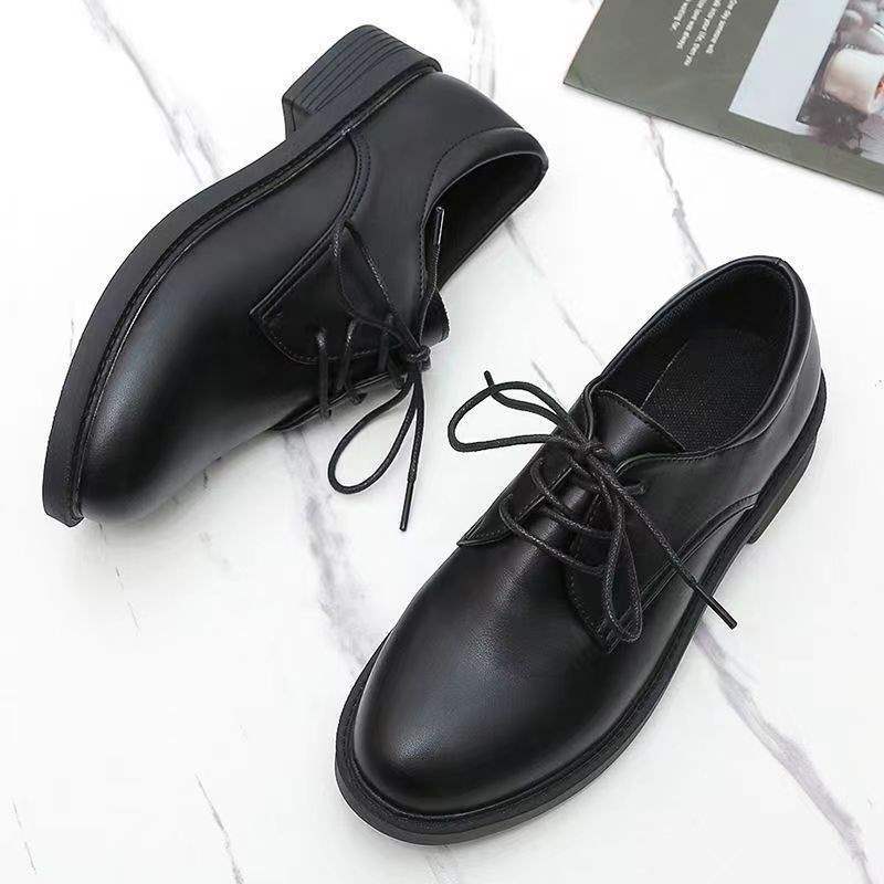 Beef tendon sole simple soft surface soft sole small leather shoes women's autumn new Korean version versatile lace-up going out casual single shoes