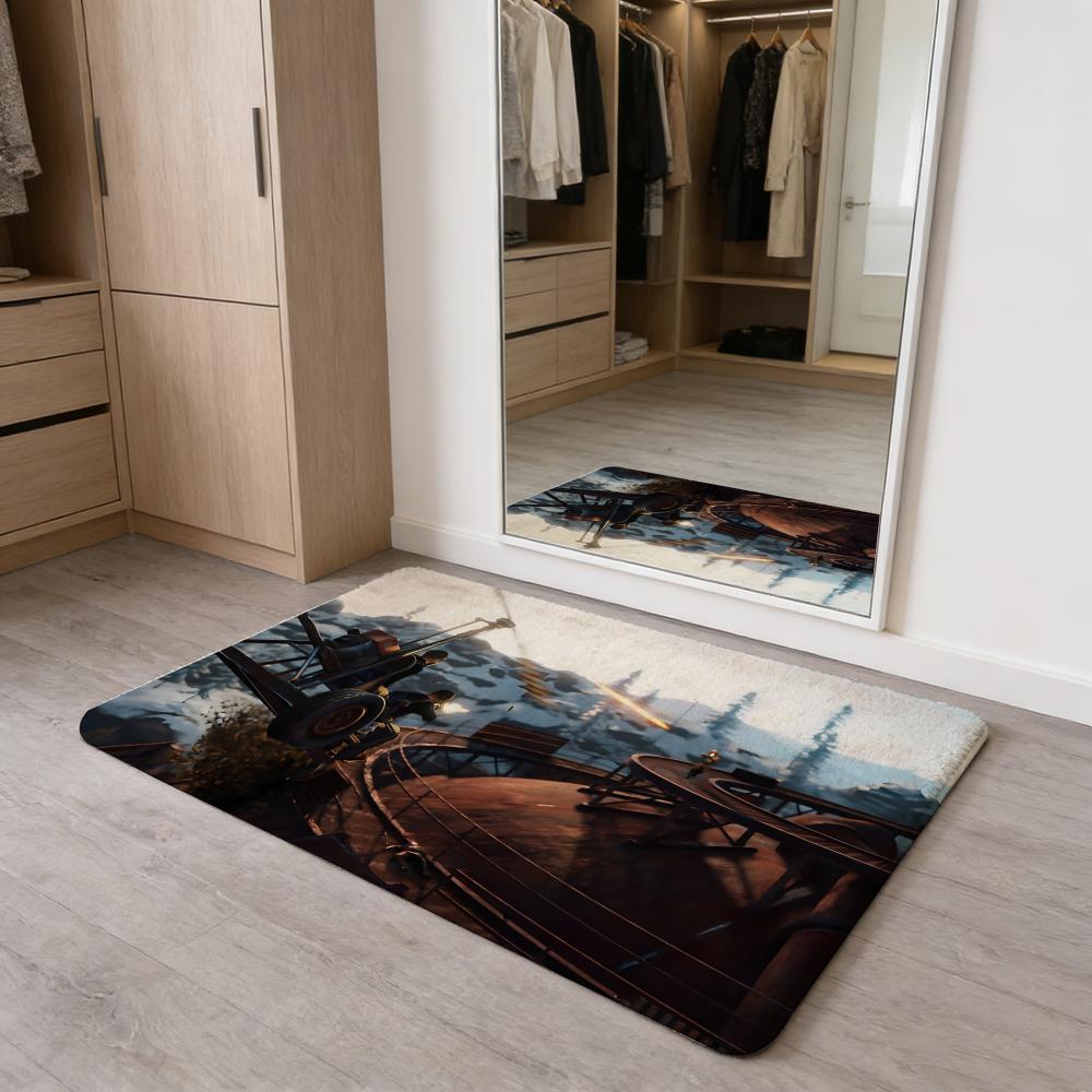 R-R-Rust Game Floor Mat Flannel Door Mat Non-Slip Absorbent Washable Indoor Home Rug