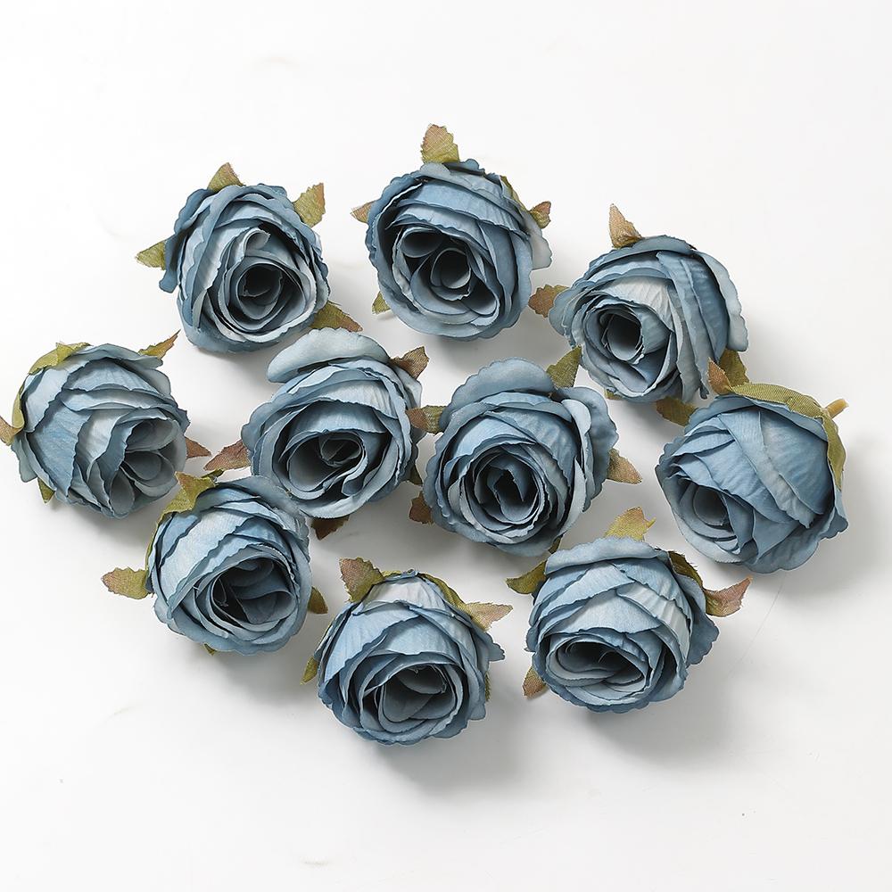 

5 шт. Смешанные синие искусственные головки цветов для свадебного украшения, домашнего декора, DIY, поздравительные надписи на день рождения, рождественский венок, поделки, искусственный цветок 5pcs