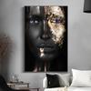 African Woman Canvas Poster Gold Foil Mask Jewelry Decorative Painting Living Room Wall Painting for Modern Home Decor Painting