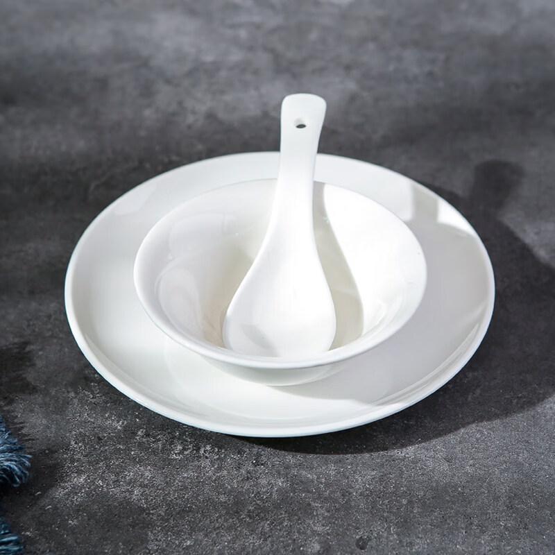 Pure White Ceramic Hotel Dining Set